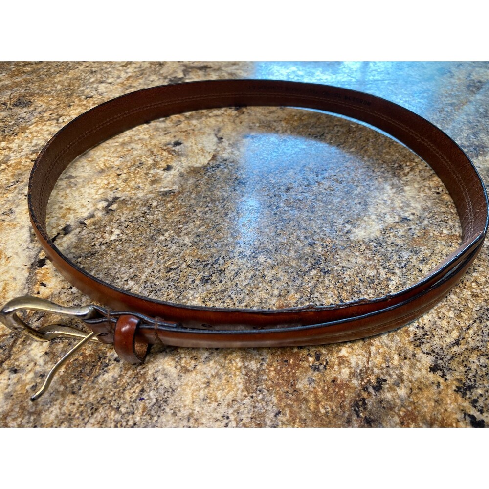 Men's Size 36 Brown Full Grain Cowhide Leather Belt Solid Brass Buckle